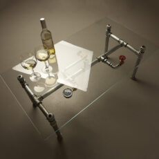Small Glass Plumbing Pipe Coffee Table
