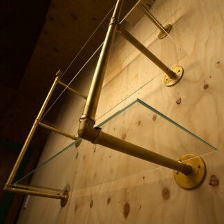 Industrial Solid Brass plumbing pipe multi level wall shelf underside
