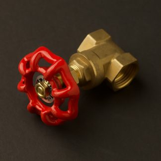 Red handle half inch brass 15mm inline tap