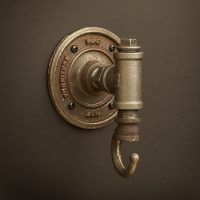 Black steel tee pipe fitting coat hook