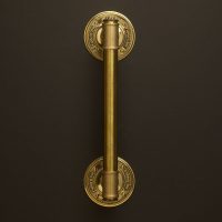 One inch Solid Brass pipe fitting door handle with tee and end plug