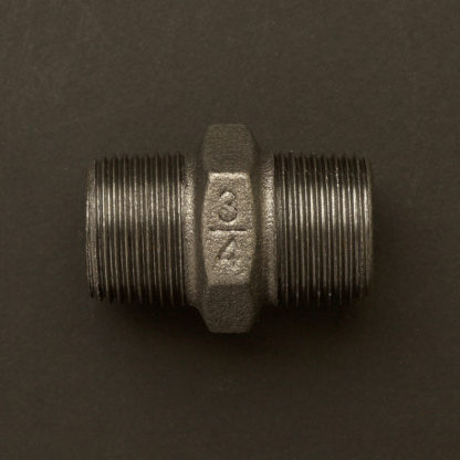 Three Quarter inch Black steel 20mm Hex Nipple Fitting M&M