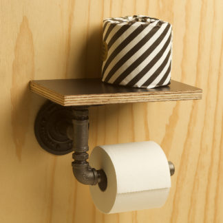 Industrial Plumbing Pipe Toilet Roll Holder with shelf