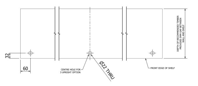 Heavy Duty plumbing pipe two level wall shelf detail