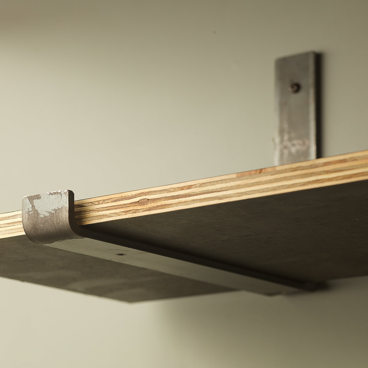 300mm deep plain steel shelf bracket and shelf raw steel